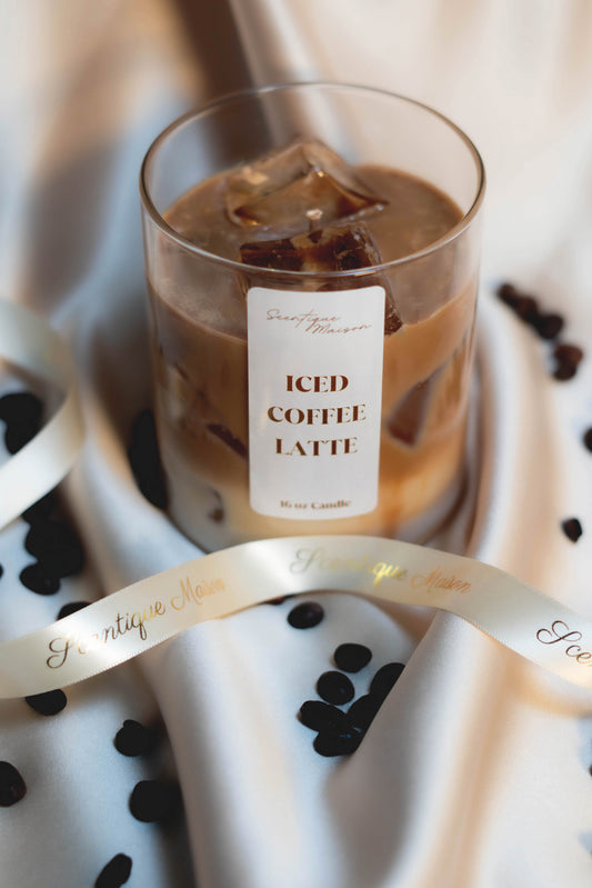 Luxury Large Latte Candle In Silk and Coffee Beans
